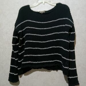Lilla P. boat neck black and white striped knit sweater size XS